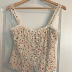 Floral Lace-Up Women's Top